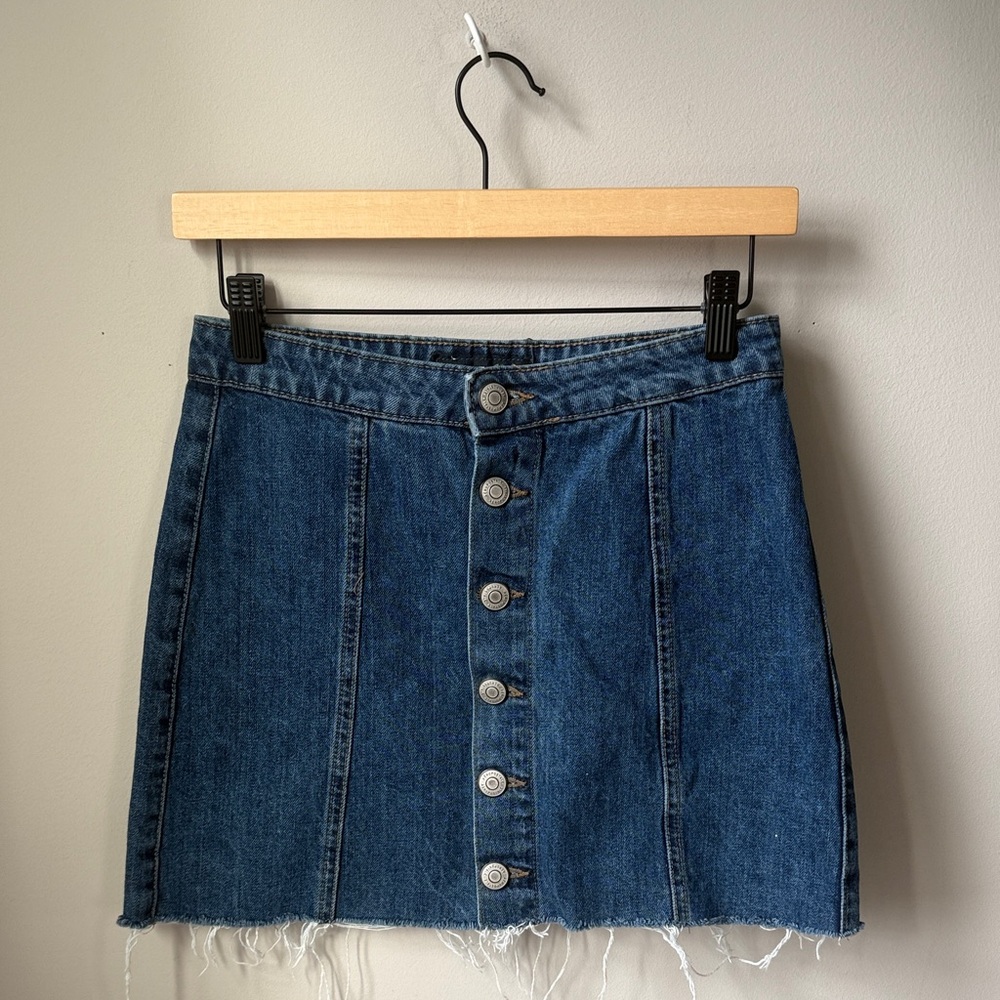 Aéropostale Denim Button Front Mini Skirt High Rise